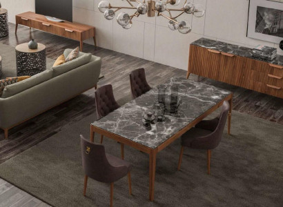 Modern Dining room furniture Natural Walnut Fantastic Brown Marble